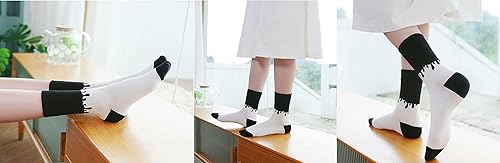 Miniatura 9 de Joylife Calcetines con patrón de vaca, calcetines de cuarzo negro y blanco, calcetines de vestir a cuadros para mujeres, dama, niñas, paquete de 7
