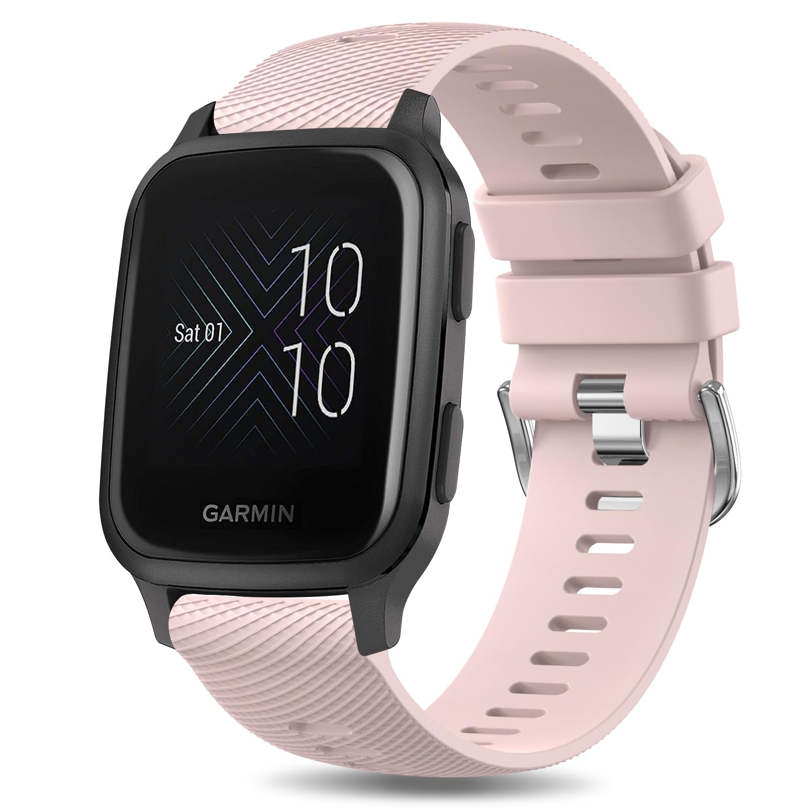 Strap for Garmin Venu Sq 2/Venu 2 Plus/Venu/Vivoactive 3/3 Music Strap, 20mmAdjustable Soft Silicone Band for Forerunner 55/645/245 (Pink) — image 1