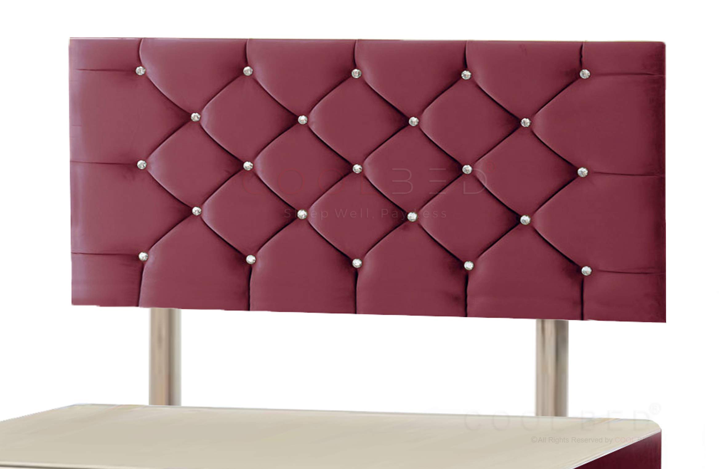 PLUSH VELVET CHESTERFIELD 24" HEADBOARD FOR DIVAN BED BASE (Maroon, 4FT - SMALL DOUBLE)