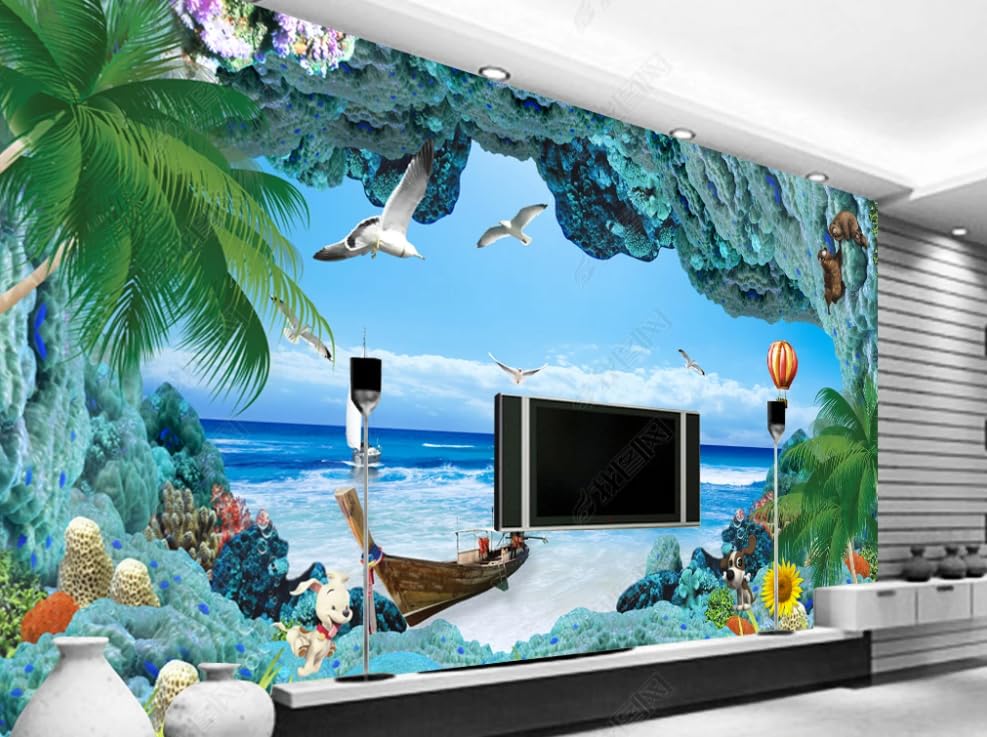 Papier peint intissé récif corallien poster géant mural salon 3D - 2