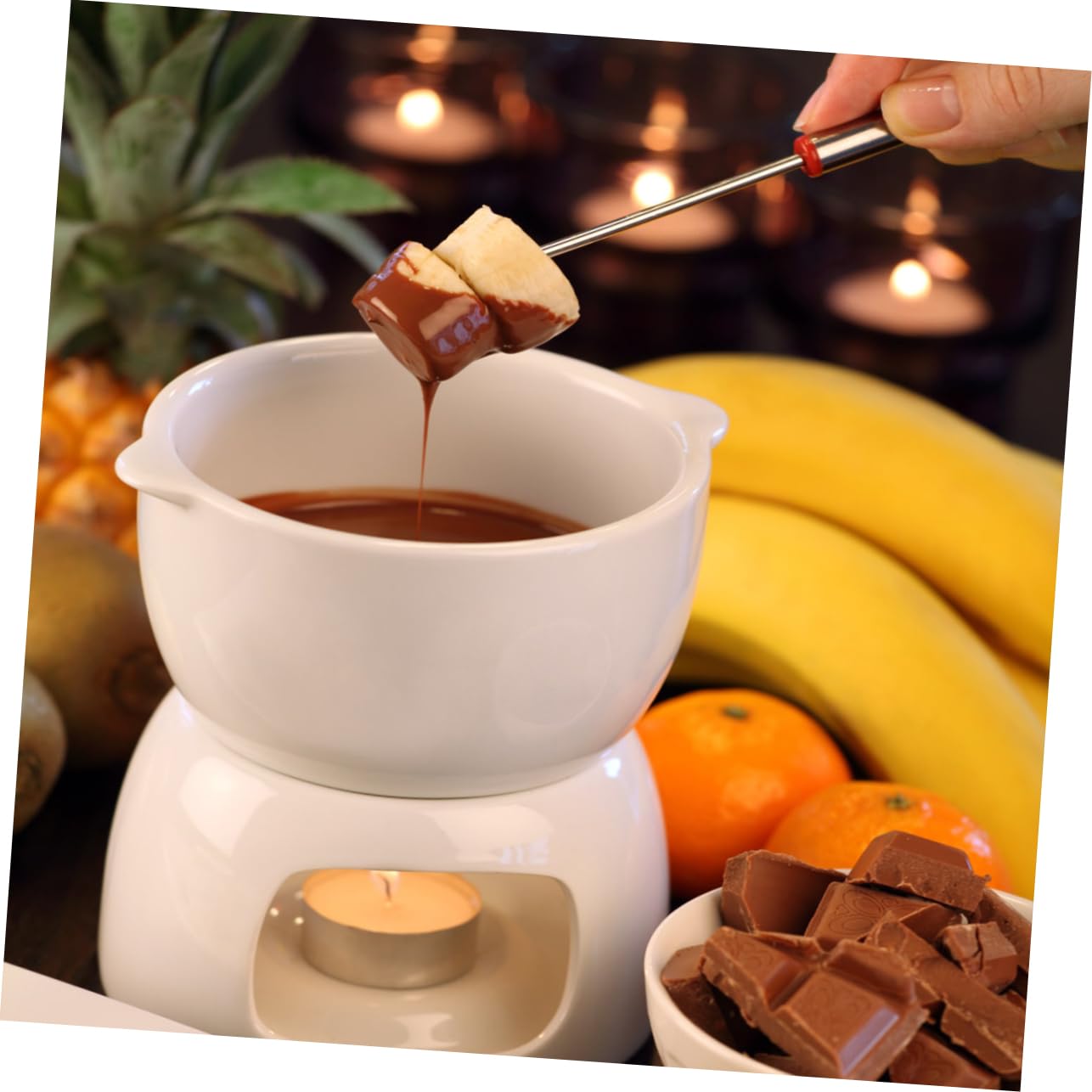 Cabilock 12pcs Stainless Steel Fondue Forks with Heat Insulating Handles for Chocolate Fountain Cheese Fondue and Roasting Marshmallows for Parties and Desserts Random Color