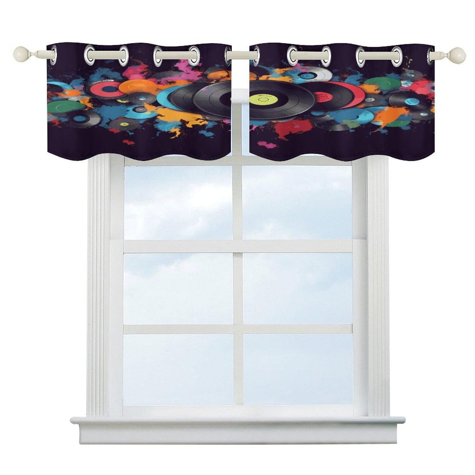 Fekiloot Style Multicolor Music Short Curtains Valance Curtain