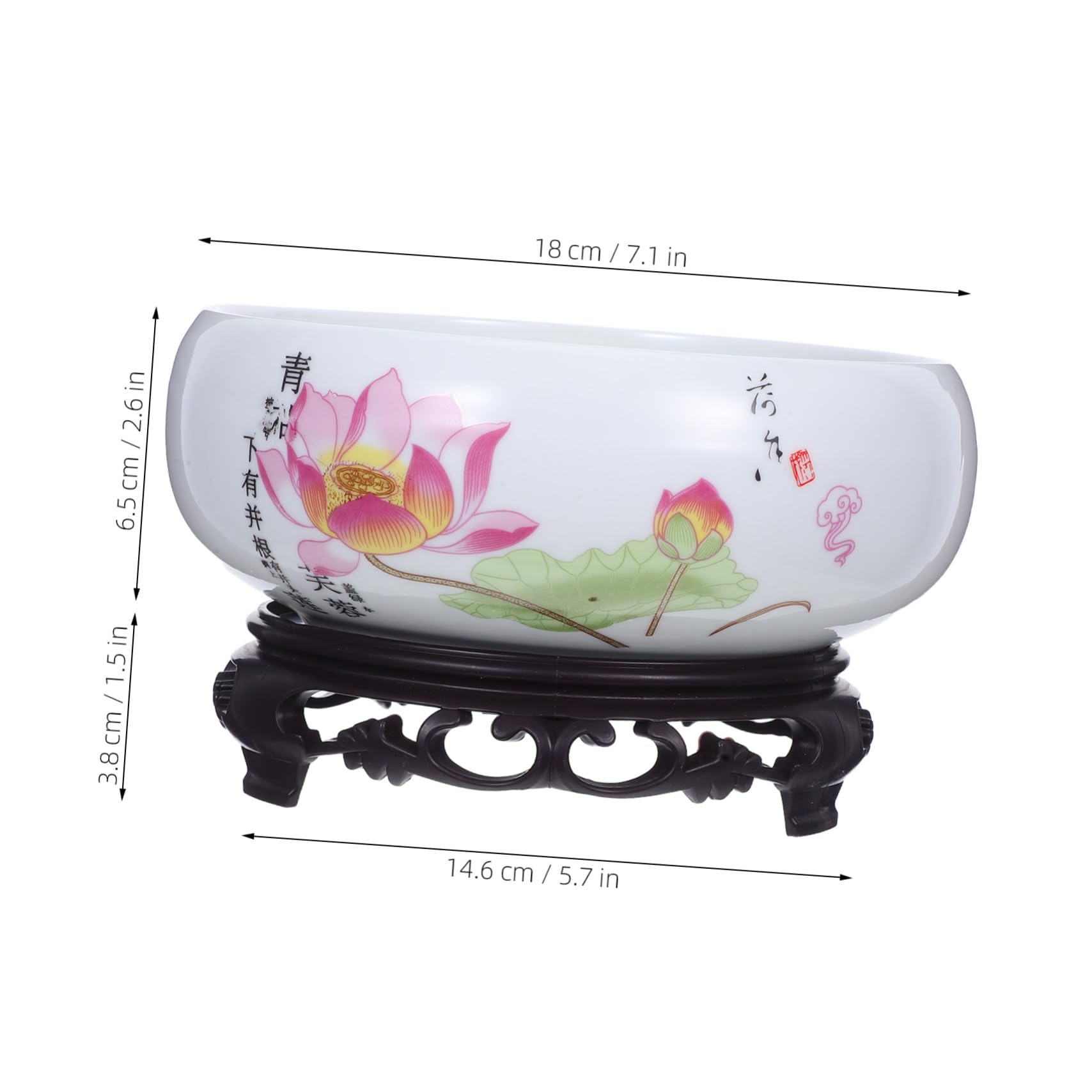 TOYANDONA Ceramiczny Ozdobny Doniczka Do Kwiatów Wodnych z Motywem Lotosu Bezotworowy Hydroponiczny Rośliny Wodne z Podstawką Niebiesko Biała Porcelana Do Dekoracji Wnętrz