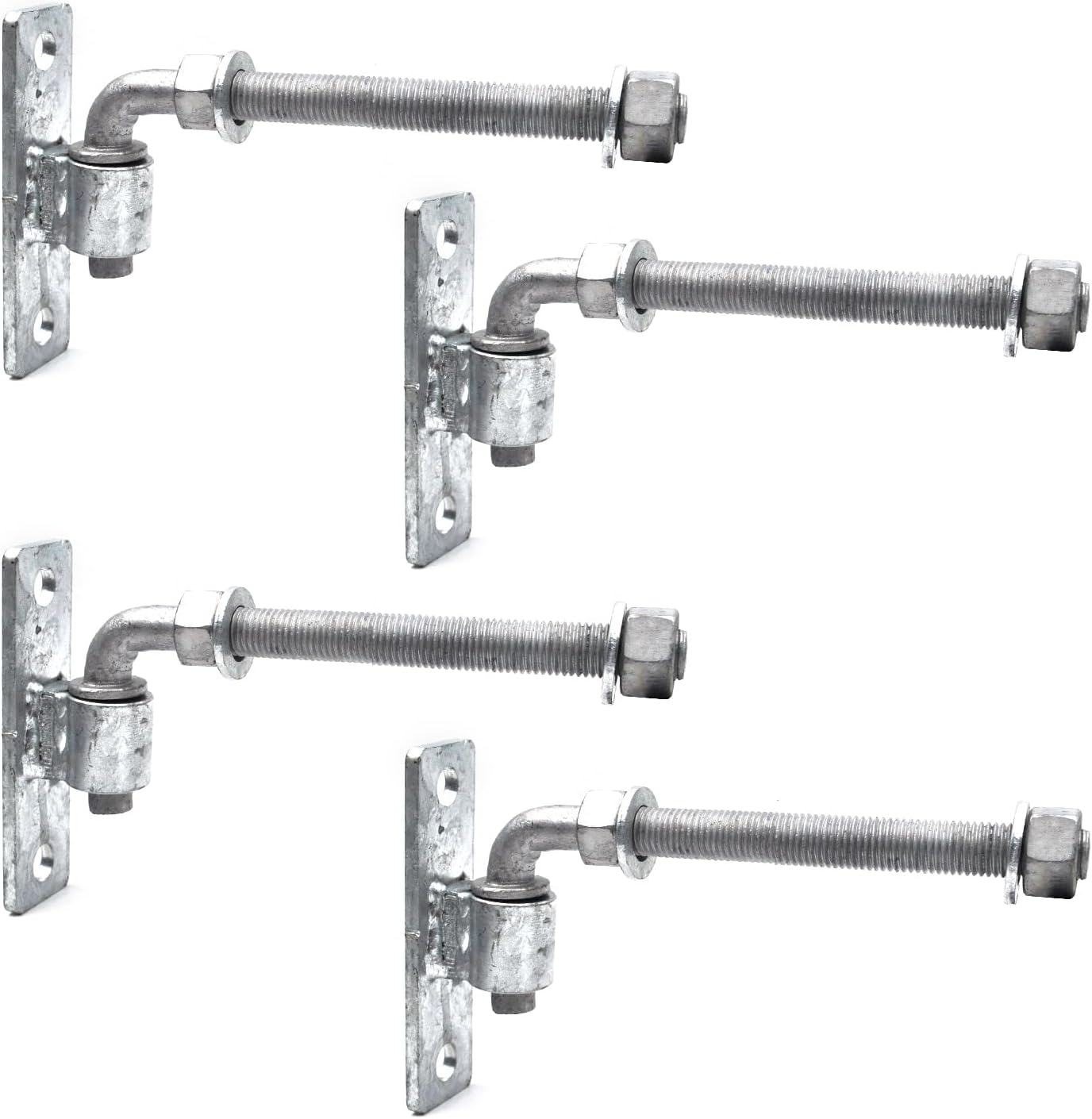 (4 Pack) 8'' J-Bolt Post Hinge, Heavy Duty Galvanized Gate Welded Door Hinge with 5/8"" Male Hinge Pin for Wooden Farm Gate, Chain Link Fence
