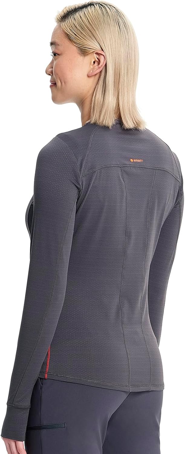 Cherokee Infinity Womens Long Sleeve Underscrub Top, Round Neck, Thumbholes, Moisture-Wicking 360° Stretch - IN640