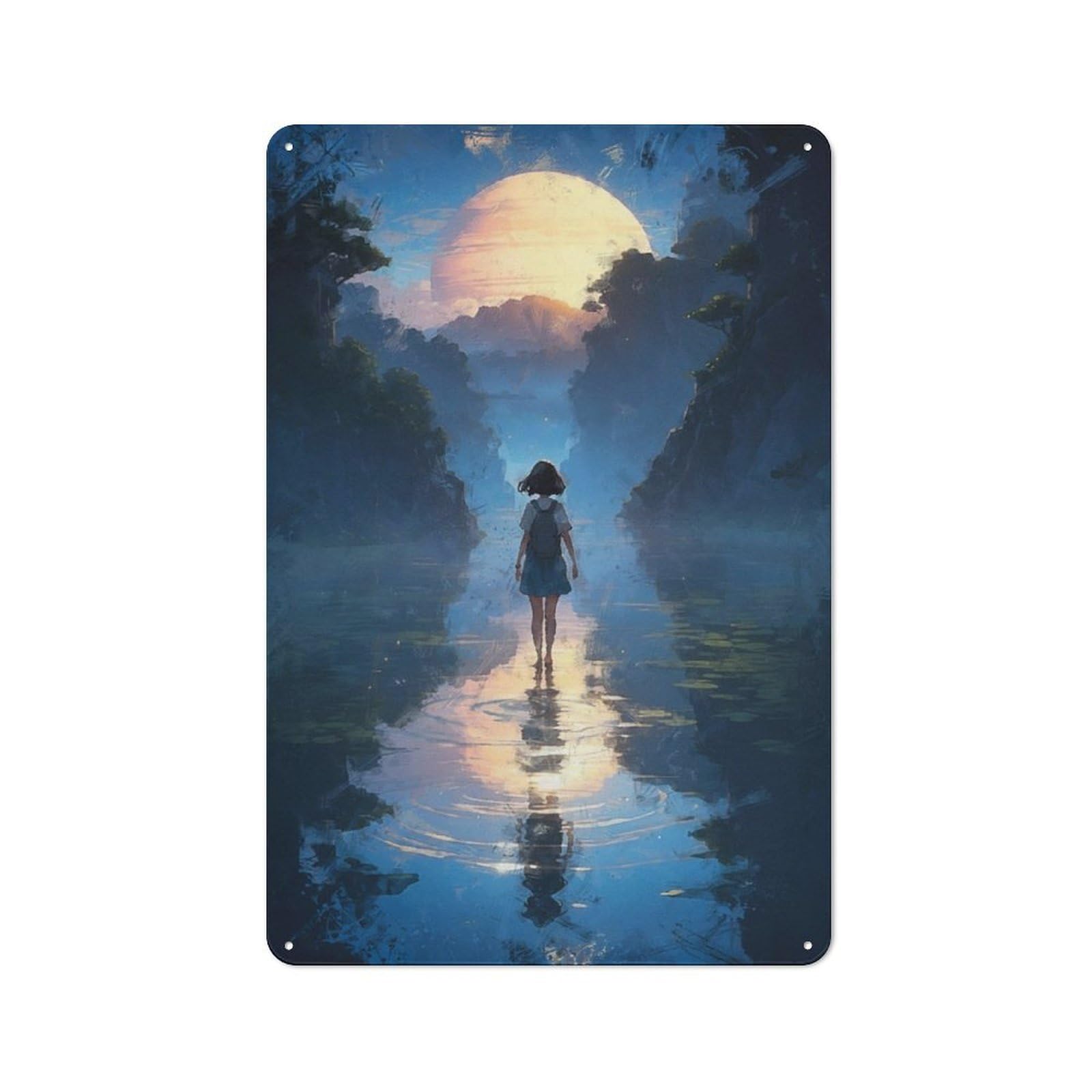 Junmoney Aqua Serenity Retro Metal Wall Sign 30X20cm With For Garage Wall, Suited To Garage Decor Collectors