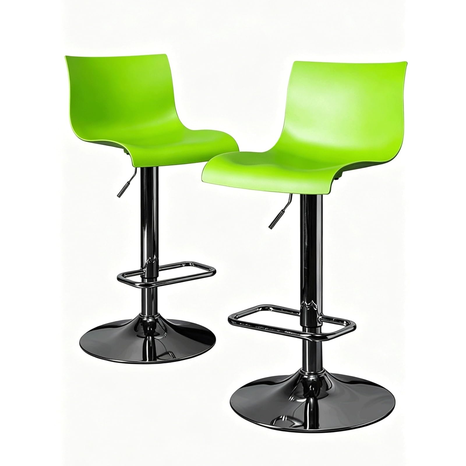HNYJVZEVG Set of 2 Bar Stools Adjustable Height Bar Height Stools Swivel Bar Chairs with Back and Footrest Kitchen High Stools with Metal Base(Gr�n)