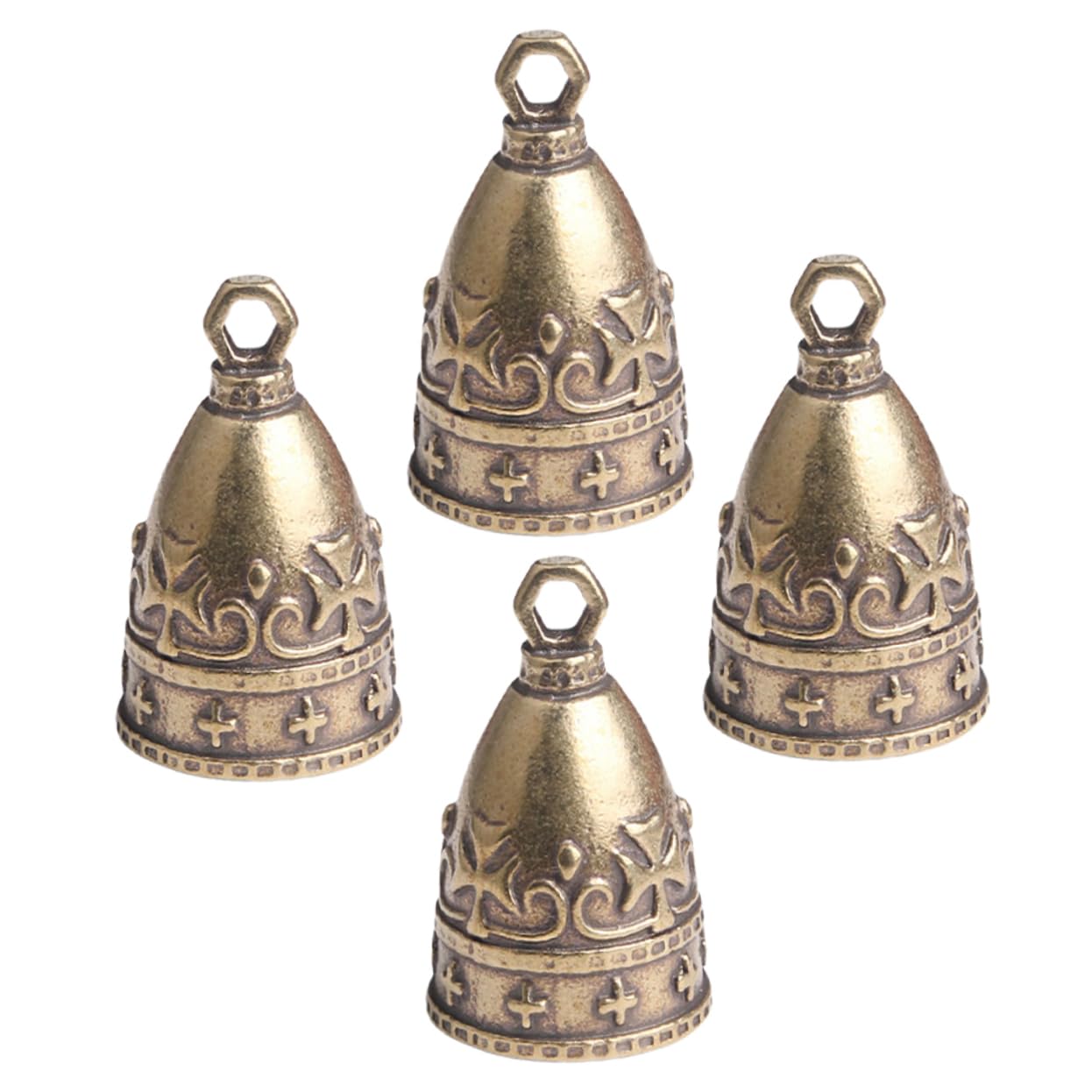 IWOWHERO 4Pcs Vintage Copper Bells for Crafts Decorative Hanging Charm for Christmas Decorations Projects and Home Door Decor for Wind Chimes and Unique Crafts