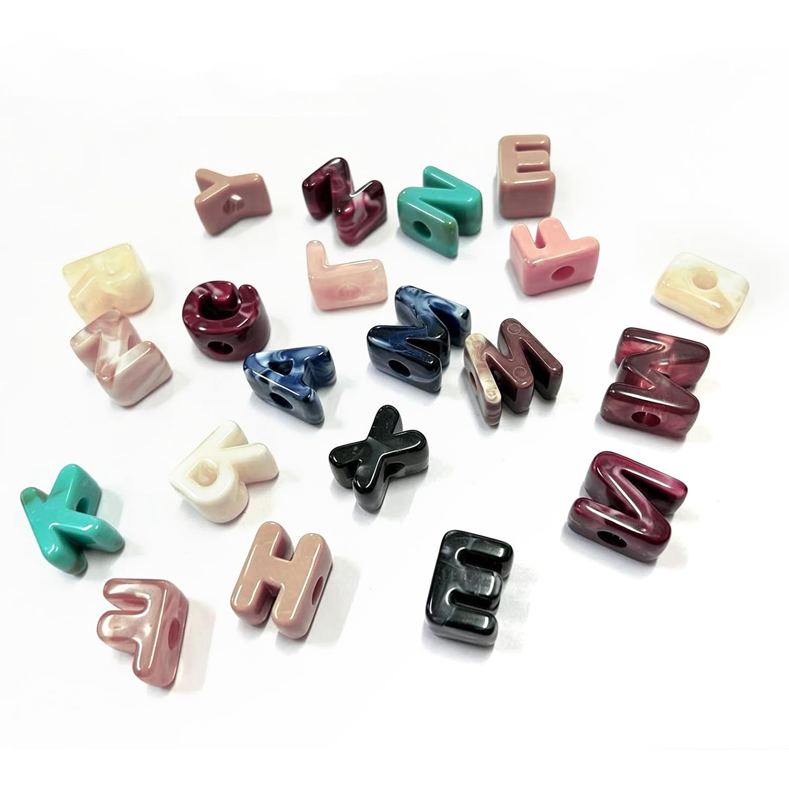 Cheriswelry 50Pcs Letter Acrylic Beads Imitation Marble Letter Beads โ image 1