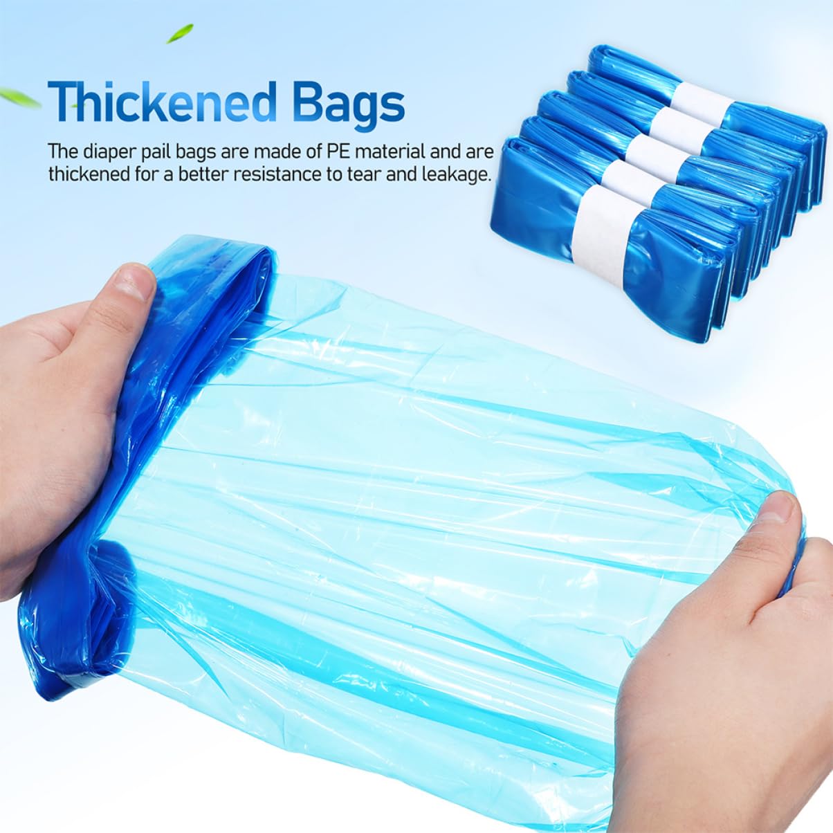 SEWOART Practical Nappy Trash Bags 5 Rolls 260mm x 7m Blue Thickened Leak-proof Garbage Bags