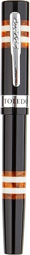 Vista 18 de Conklin Toledo - Pluma estilográfica en negro con segmentos de anillo burdeos y blancos, punta fina, pluma estilográfica de resina de lujo