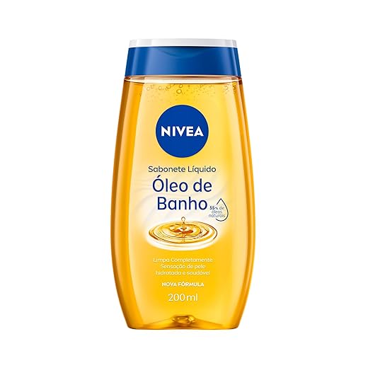 NIVEA Sabonete Líquido Óleo de Banho 200ml - Com 55% de óleos naturais, produz espuma cremosa e proporciona hidratação intensa, maciez e cuidado único com a pele
