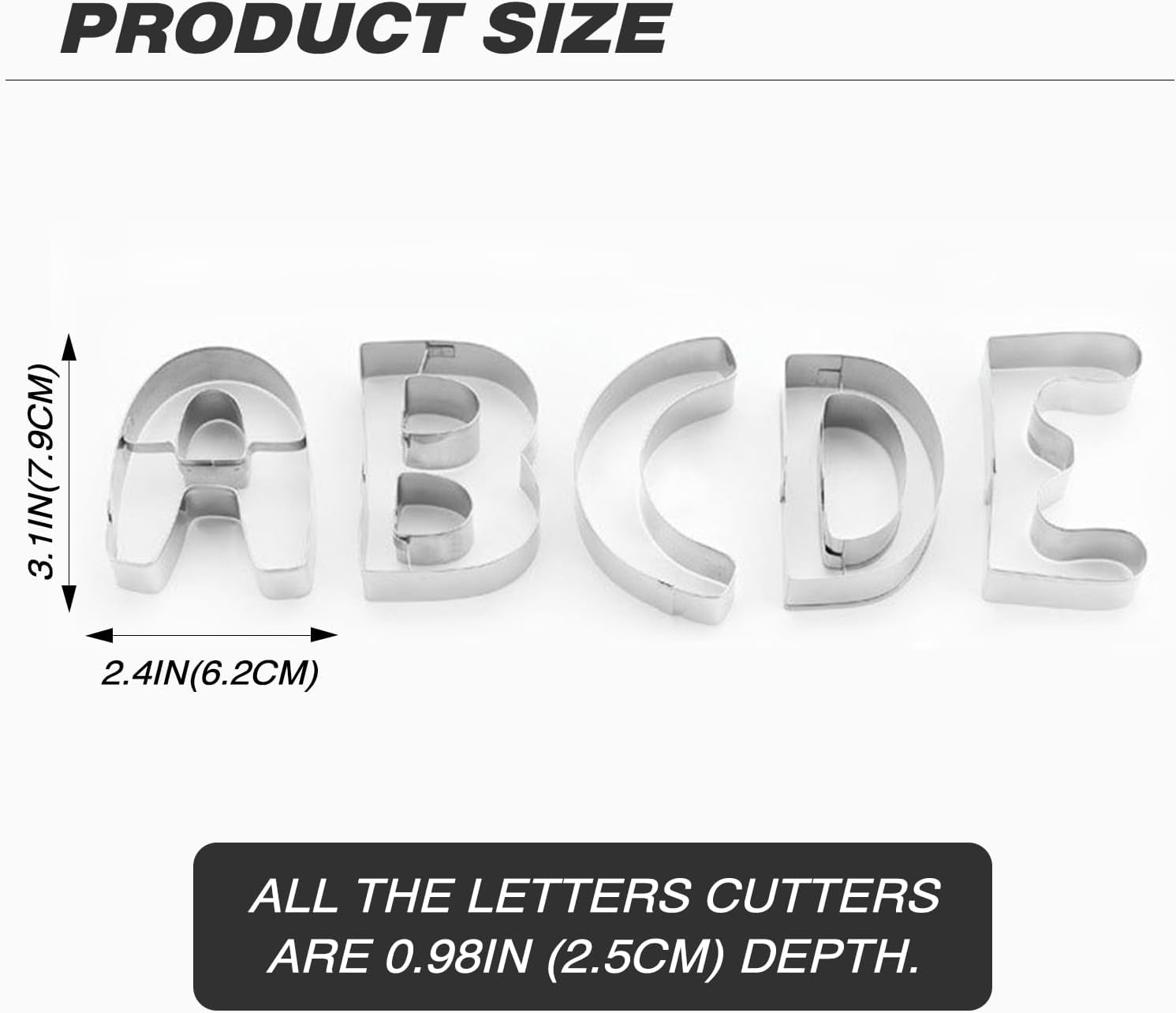 Alphabet Letter Cookie Cutter Set (A - Z)- 26 Pcs Large Stainless Steel Letters Fondant Cutter Set Biscuit Dough Mold Tools for Birthday, Christmas, New Year and Holiday Party Decorations (Gift Box)
