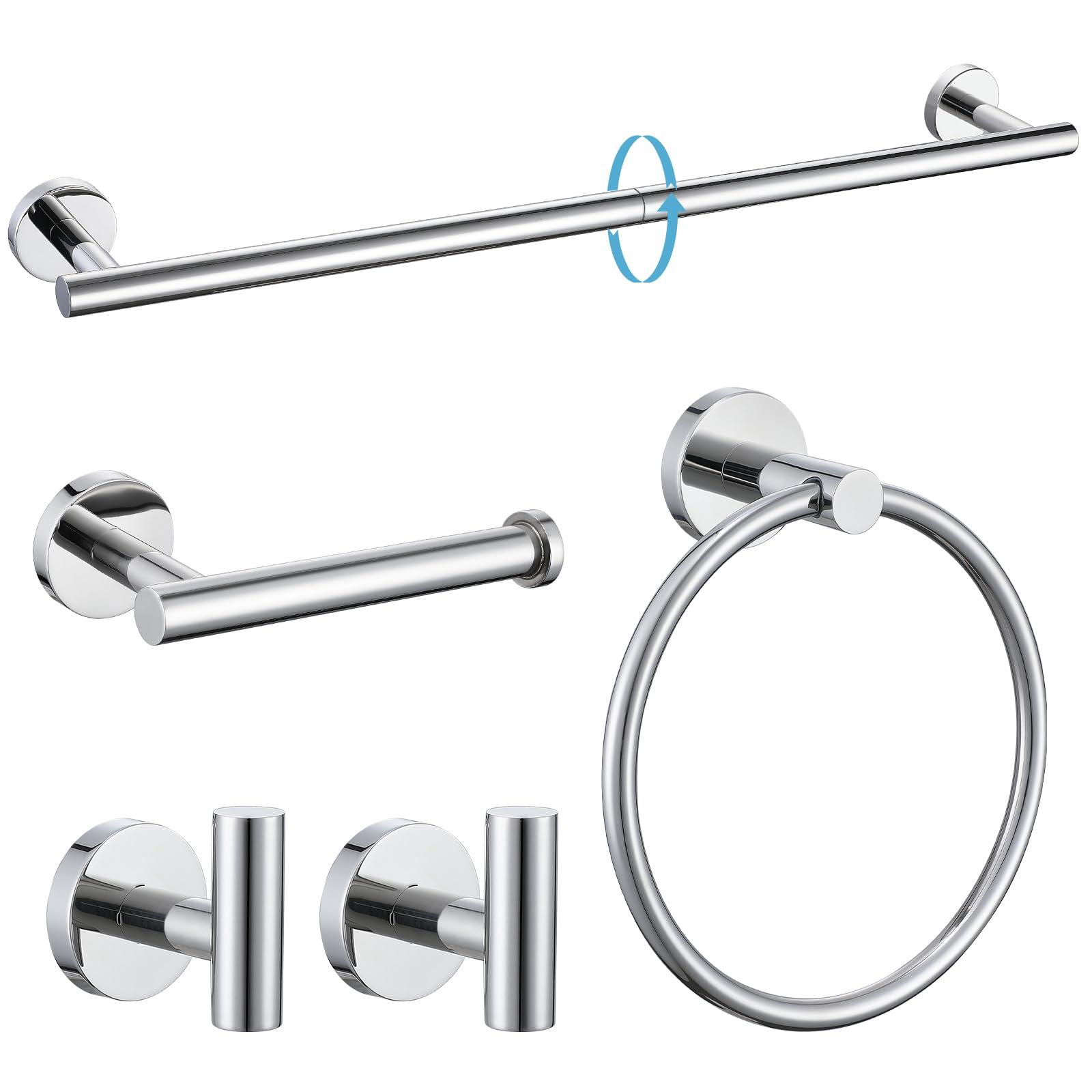 Amazon.com: TURS Chrome 5 Piece Bathroom Hardware Set, SUS304 Stainless ...