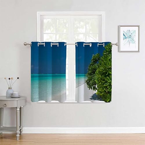 Farmhouse Curtains Sea and Sky Landscape Curtain for Doorway Cortinas para Ventanas De Cuarto 55Inch Width by 45Inch Length,2 Panels