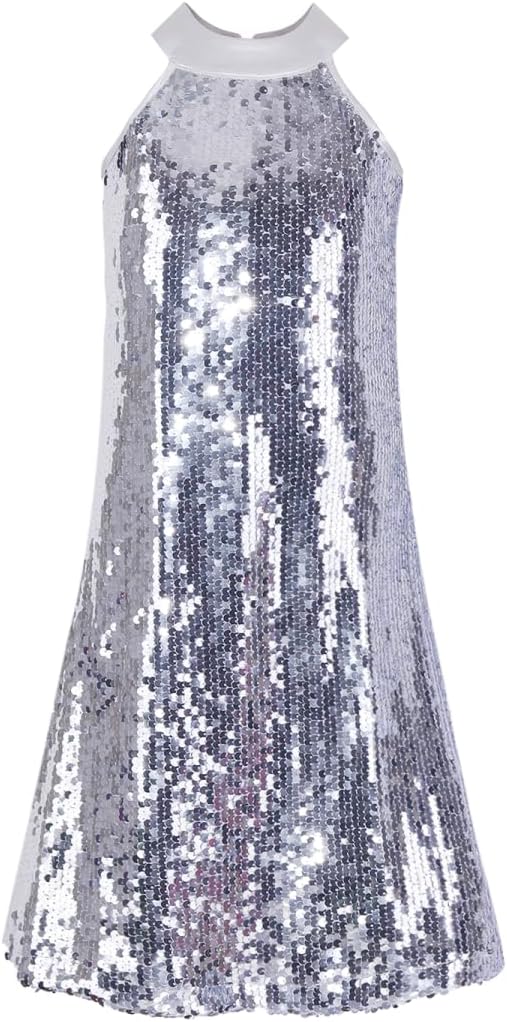 WELAKEN Girls Ombre Sequin Dress Sparkly Fancy Short Puff Sleeves Gradient Party Dress