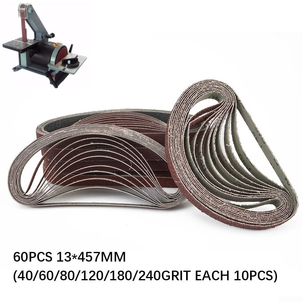 Lot de 60 bandes abrasives 13 x 457 mm Grain 406080120180240 Idéal pour les limes électriques Black&Decker