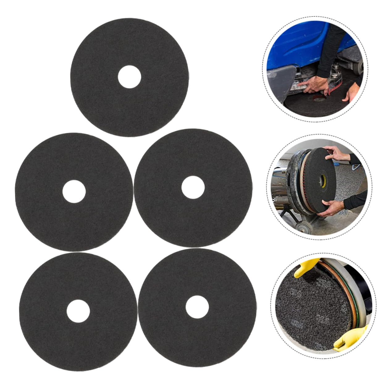 Mobestech 5sheets Commercial Floor Machine Pads Microfiber Mop Pad Resilient Cleaning Polishing
