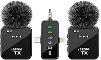 VEDO Microfone de lapela sem fio 3 em 1 para iPhone/Android/Câmera, Microfone Transmissão de 25m, Bateria com duração de 18 horas, Mini microfone para gravação de entrevistas e vlogs