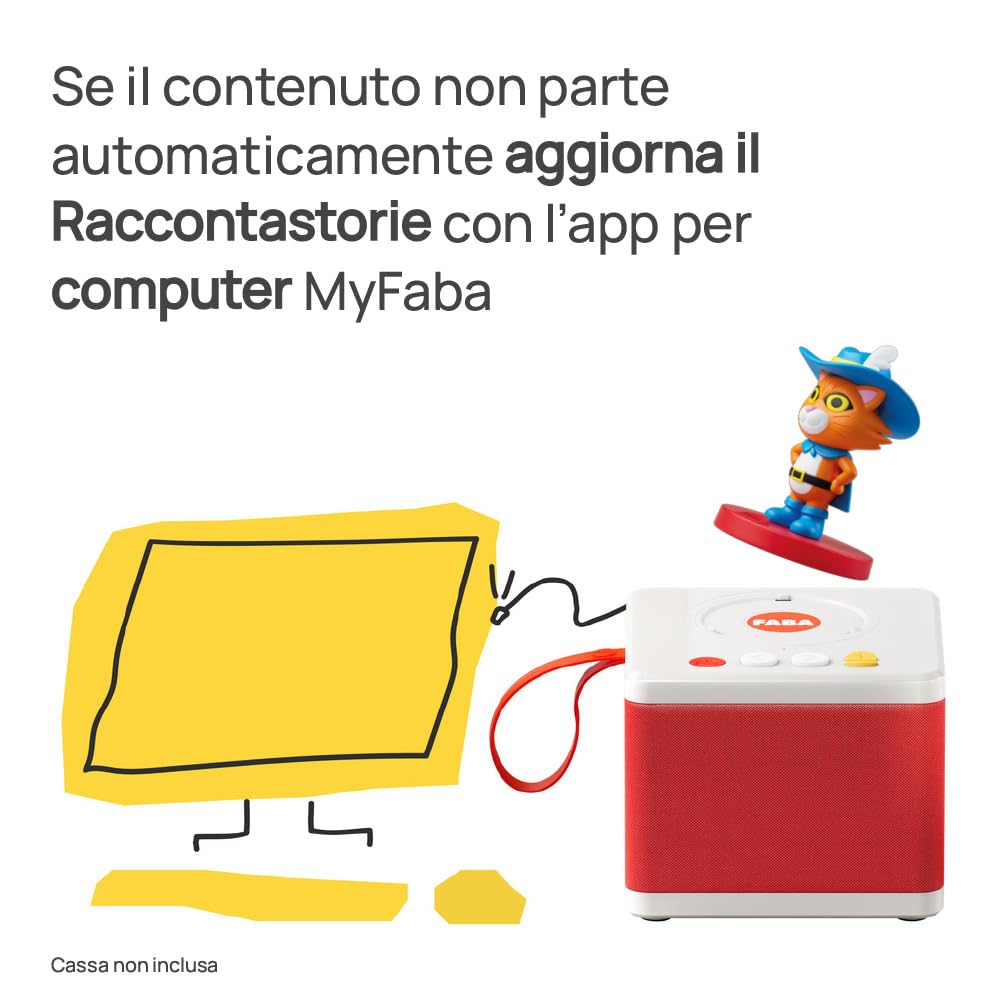 FABA Personaggio Sonoro Il Gatto con gli Stivali - Storie Sonore - Giocattolo, Contenuti Educativi, Versione Italiana, Bambini 4+ anni