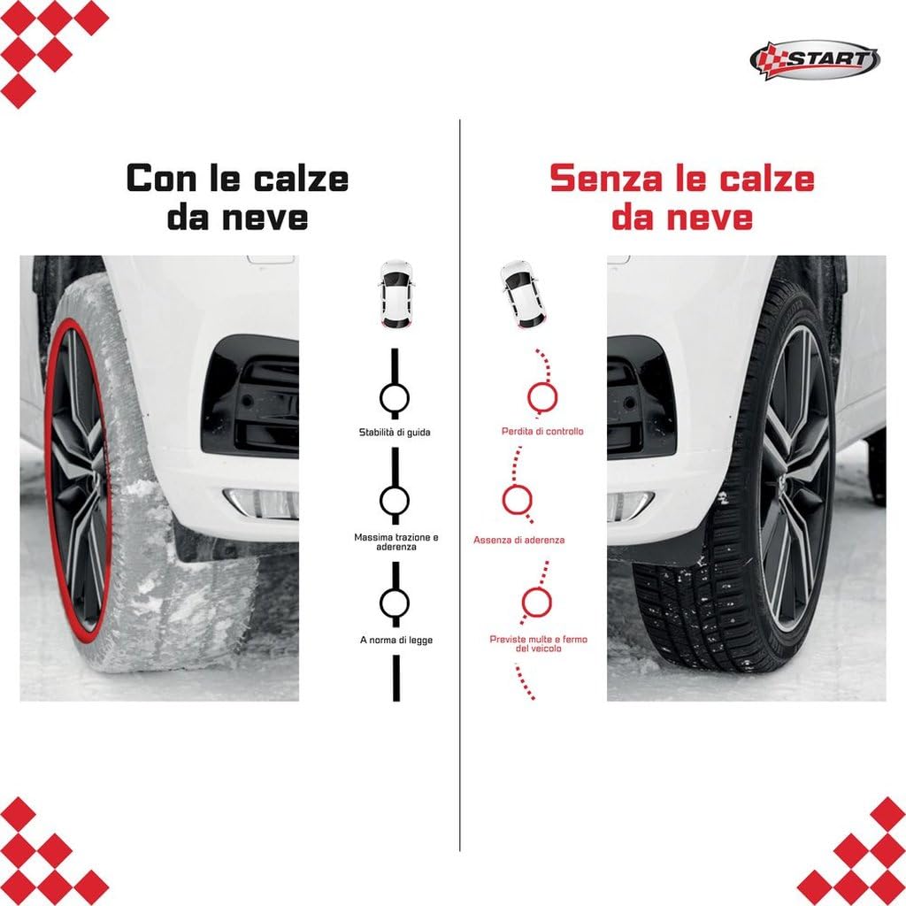 Start Chaussettes de neige taille M adaptées pour voitures SUV et véhicules commerciaux n'endommagent pas les jantes et faciles à monter