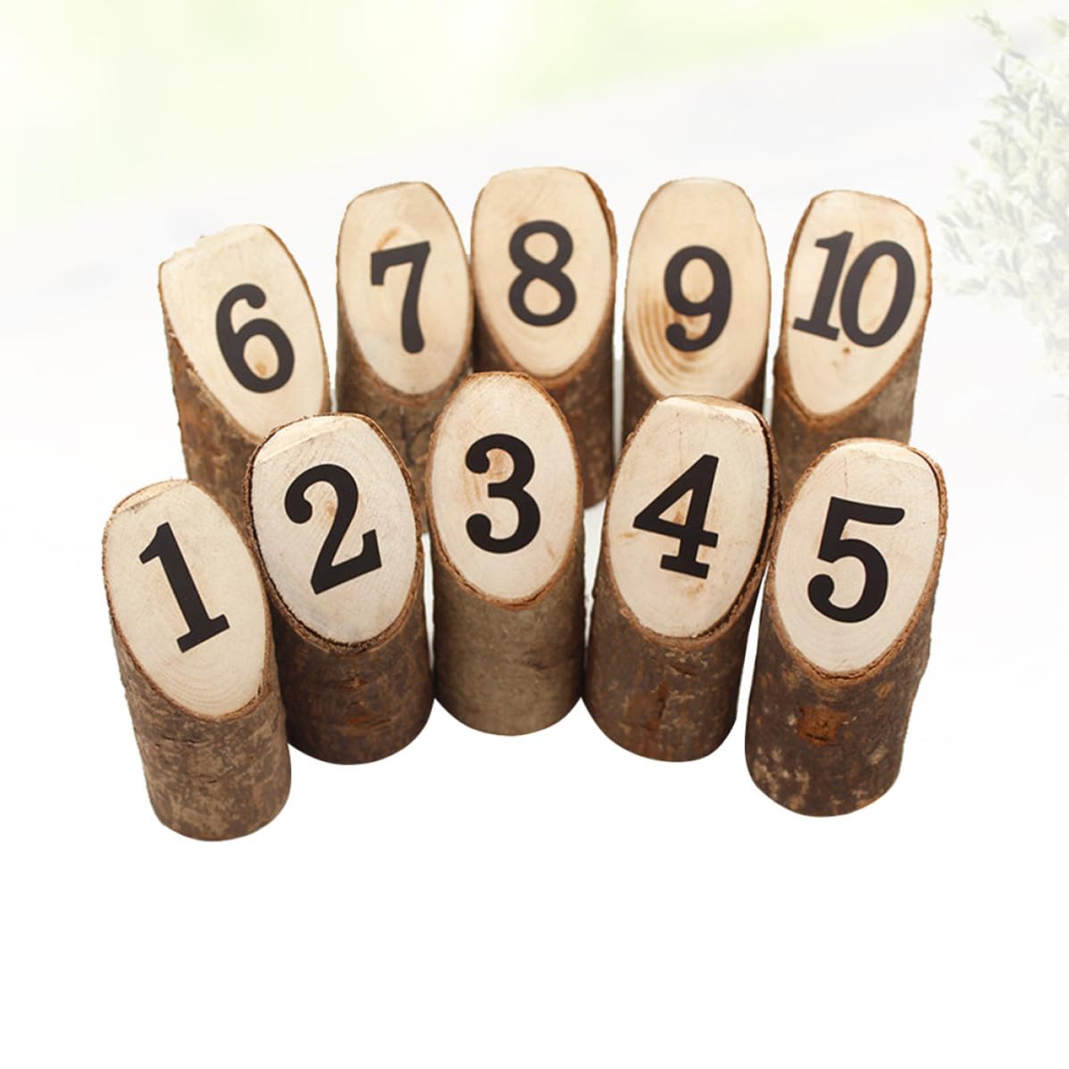 Didiseaon 20 Piezas Mini Tocones de Madera Rústica Números Impresos para