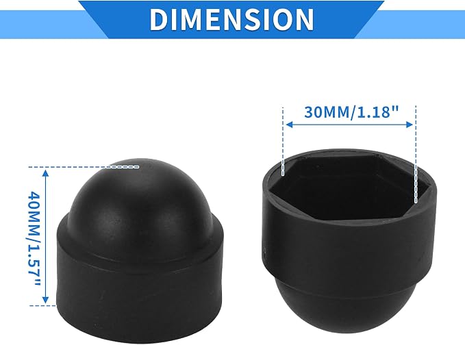 Tapas de tuerca de plástico para llantas 20 piezas negro miniatura 4