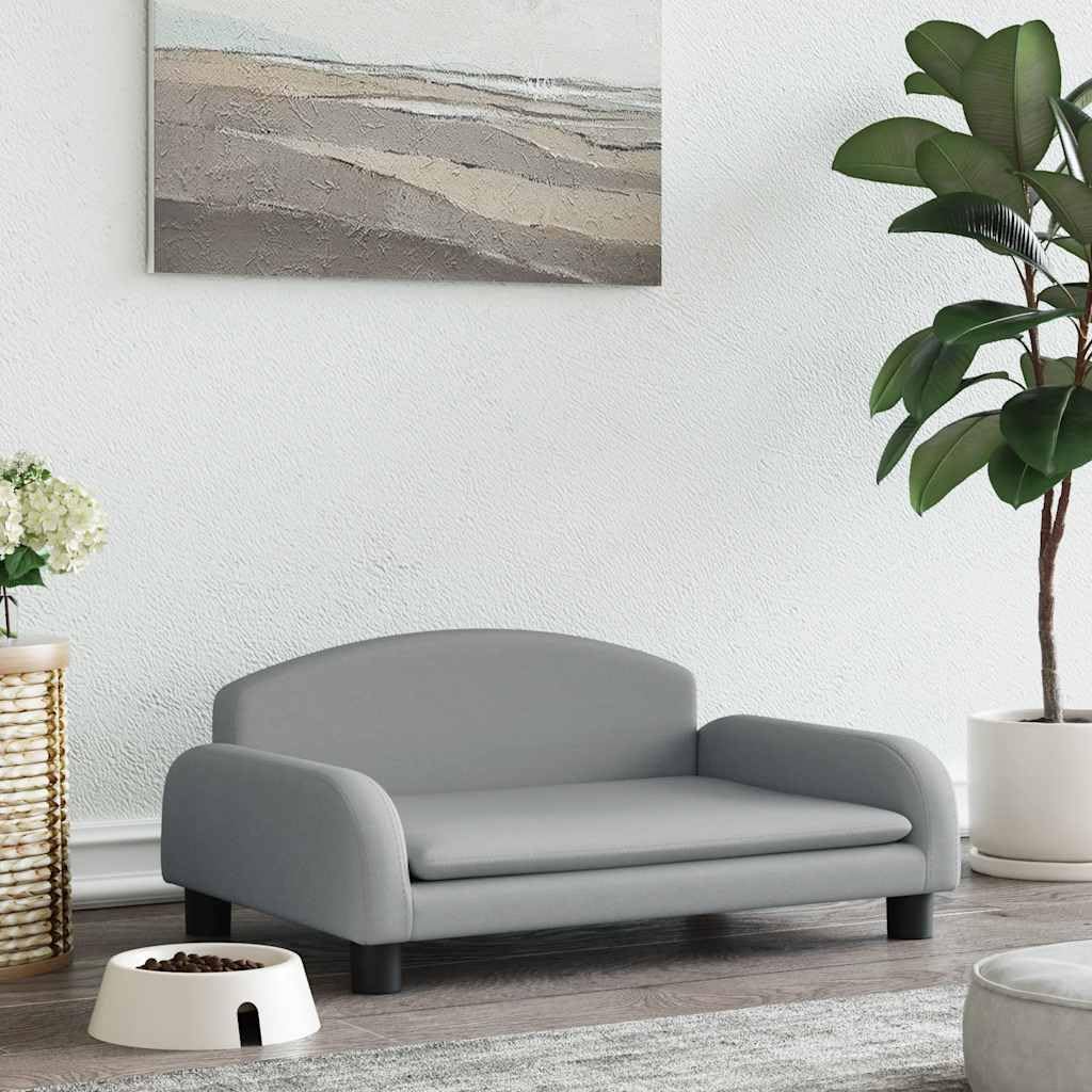 Sofá para perros de tela, gris claro, 70 x 45 x 30 cm, cama para perros | Sofá para mascotas resistente con marco de madera de pino y acolchado suave para tu salón.