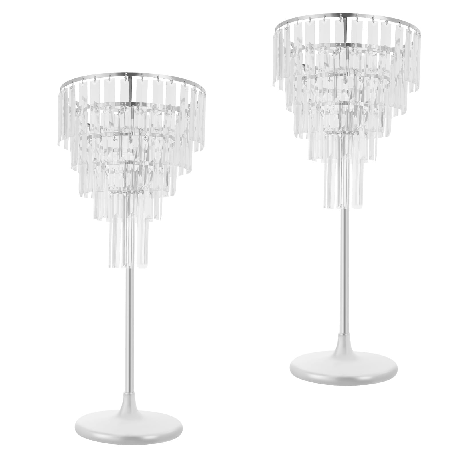 2 x 5-poziomowy stojak na kwiaty weselne, 71 cm wysoki akrylowy kryształowy wazon centralny, srebrny metalowy mały stojak ekspozycyjny na imprezę, wydarzenie, dekorację stołu lub podłogi