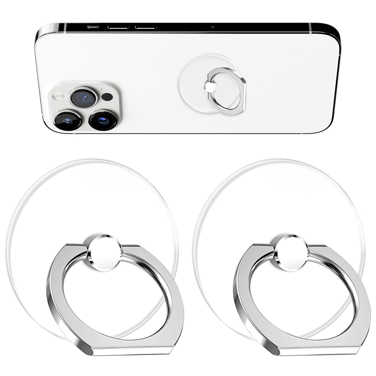 Amazon | スマホリング 丸形 2個入り バンカーリング シルバー リング