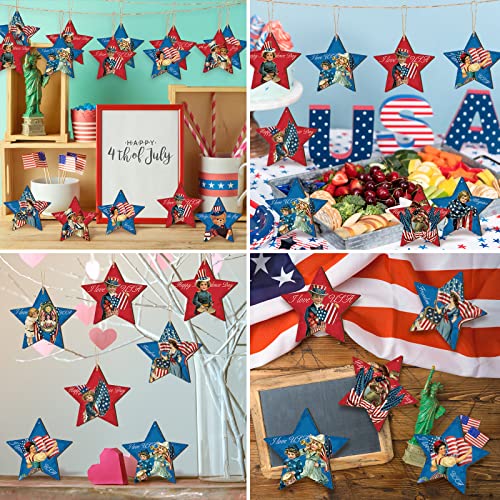 24 Pcs Independence Day Wooden Ornaments Hanging Wooden Pendants Patriotic Decor 4Th Of July Ornaments For Tree Patriotic Tree Decorations For Independence Day Home Decor Party Favors (Star) #TOP5