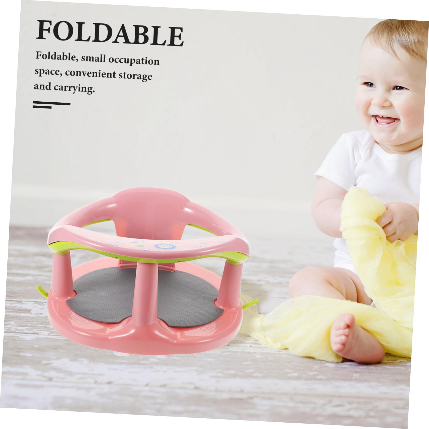 Hemobllo Asiento de Baño para Ñiño Recién Nacido Color Rosa Diseño Versátil y Fácil de Transportar, Material Pp y Tpr Antideslizante para Bañeras y Lavabo