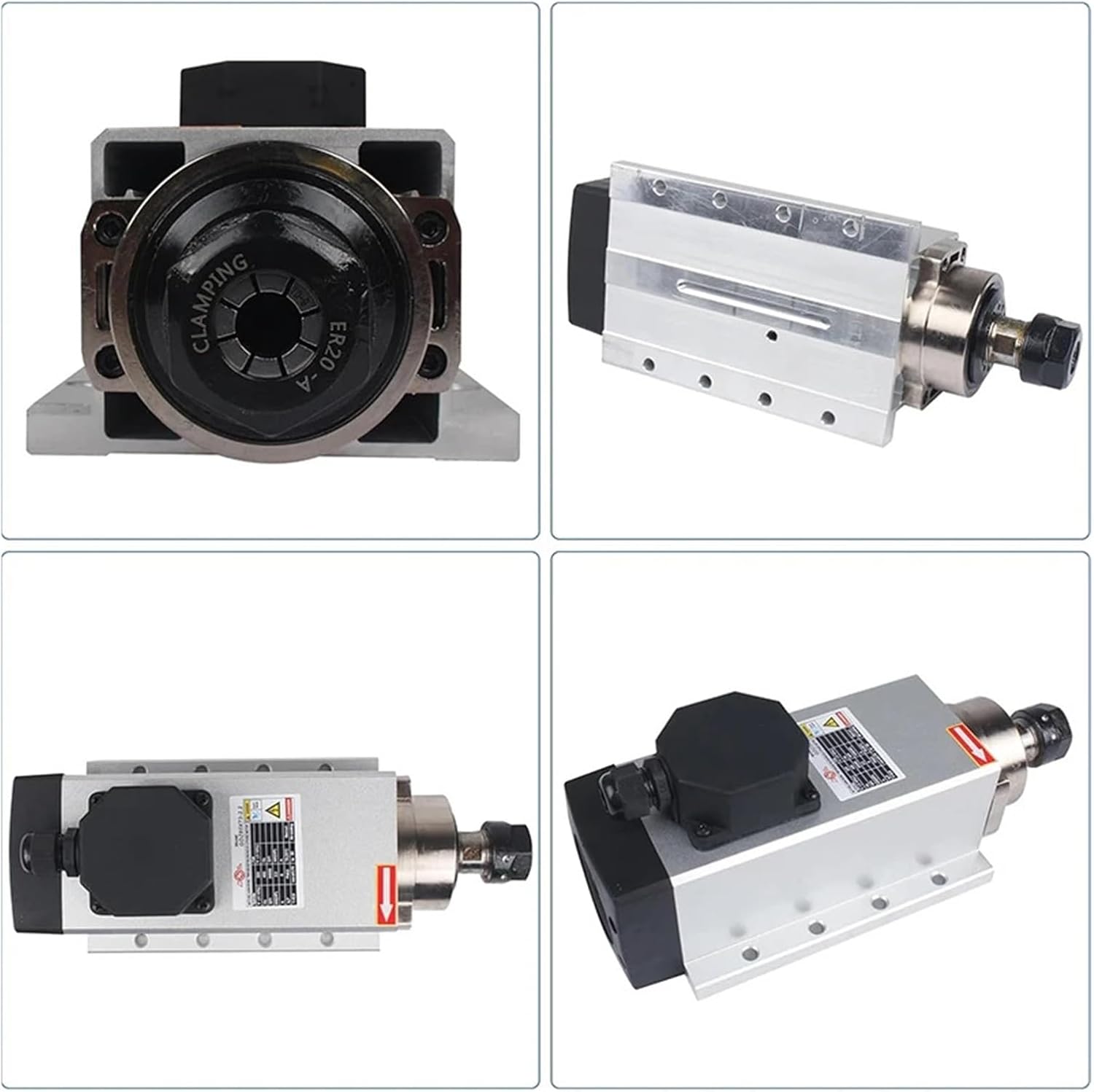 2.2KW 110V 220V 380V 24000rpm 400Hz Square Air Cooled Spindle Motor With ER20 Collect Compatible With CNC Wood Working Milling Machine(220v)