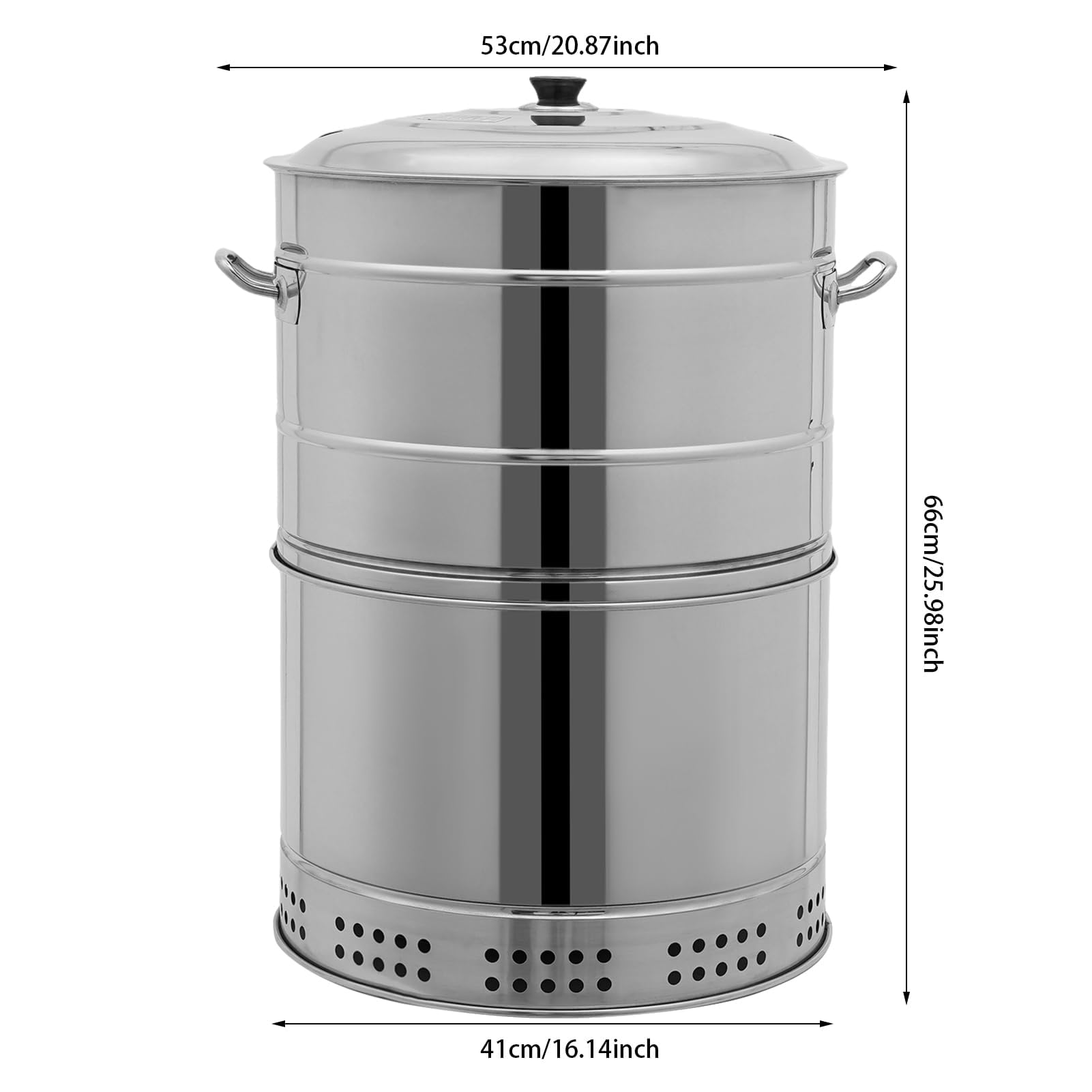 Duże przenośne grille węglowe, grill węglowy ze stali nierdzewnej, 360°, bezdymny na zewnątrz z 50 szpikulcami, kociołek do gotowania, grill wędzarniczy