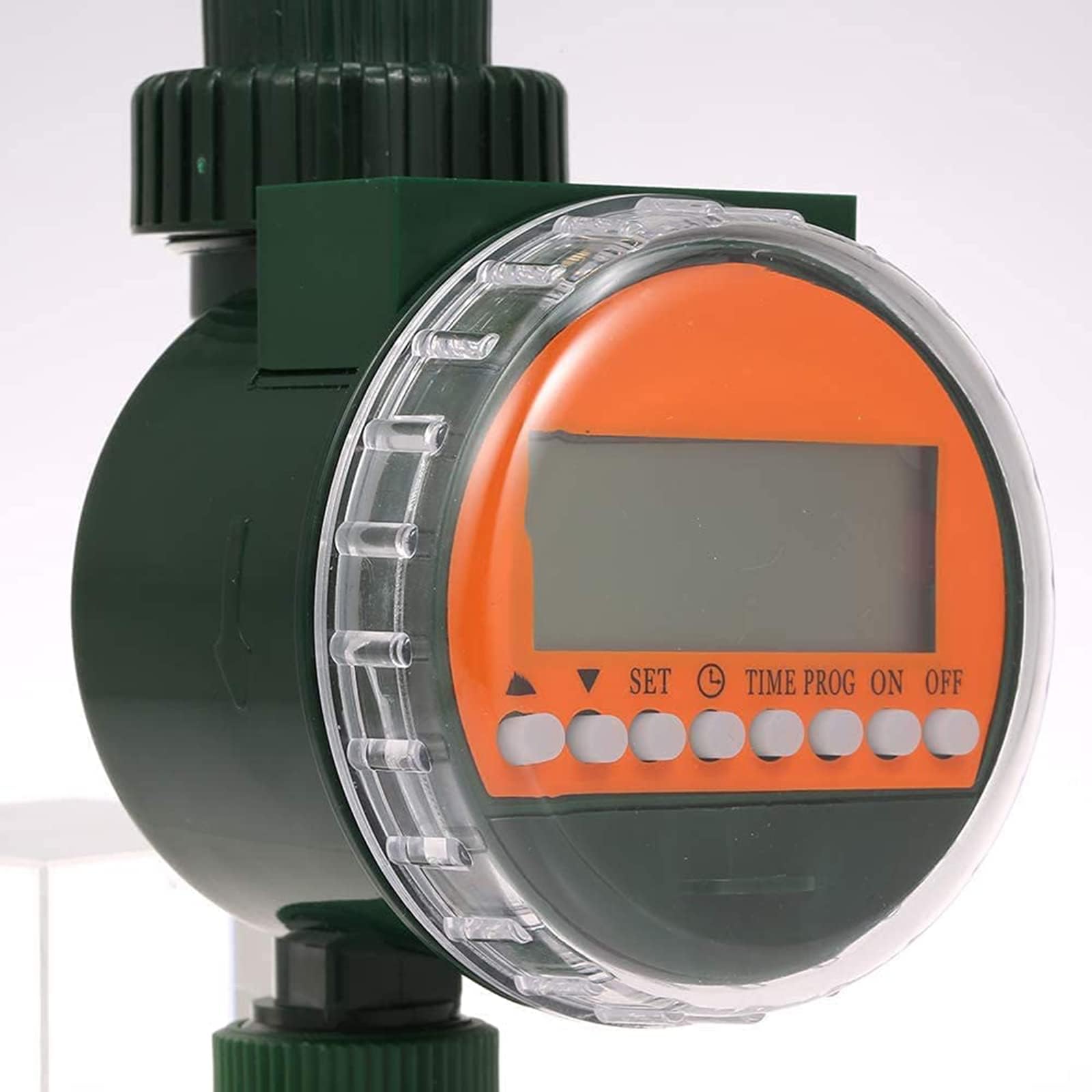Misuratore di portata d'acqua con sensore pioggia da 3/4" e timer automatico da 1/2", funzionamento facile, adatto per l'irrigazione del giardino, irrigazione con tubo da giardino esterno,Green