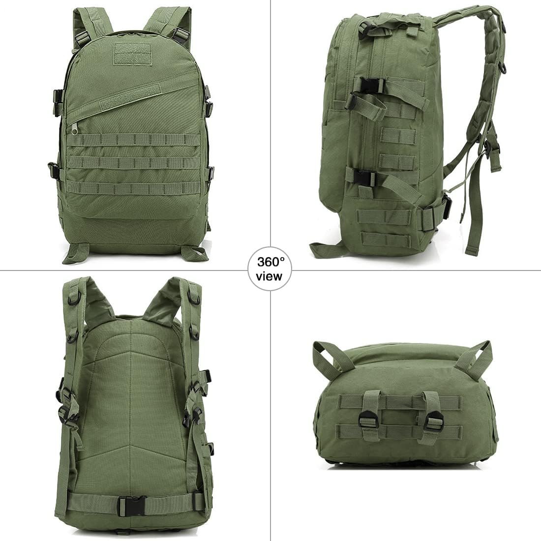 LIMHOO Camo Backpack, 40L Military Tactical Backpack, Hiking Trekking Rucksack with USA Flag Patch (Army Green)