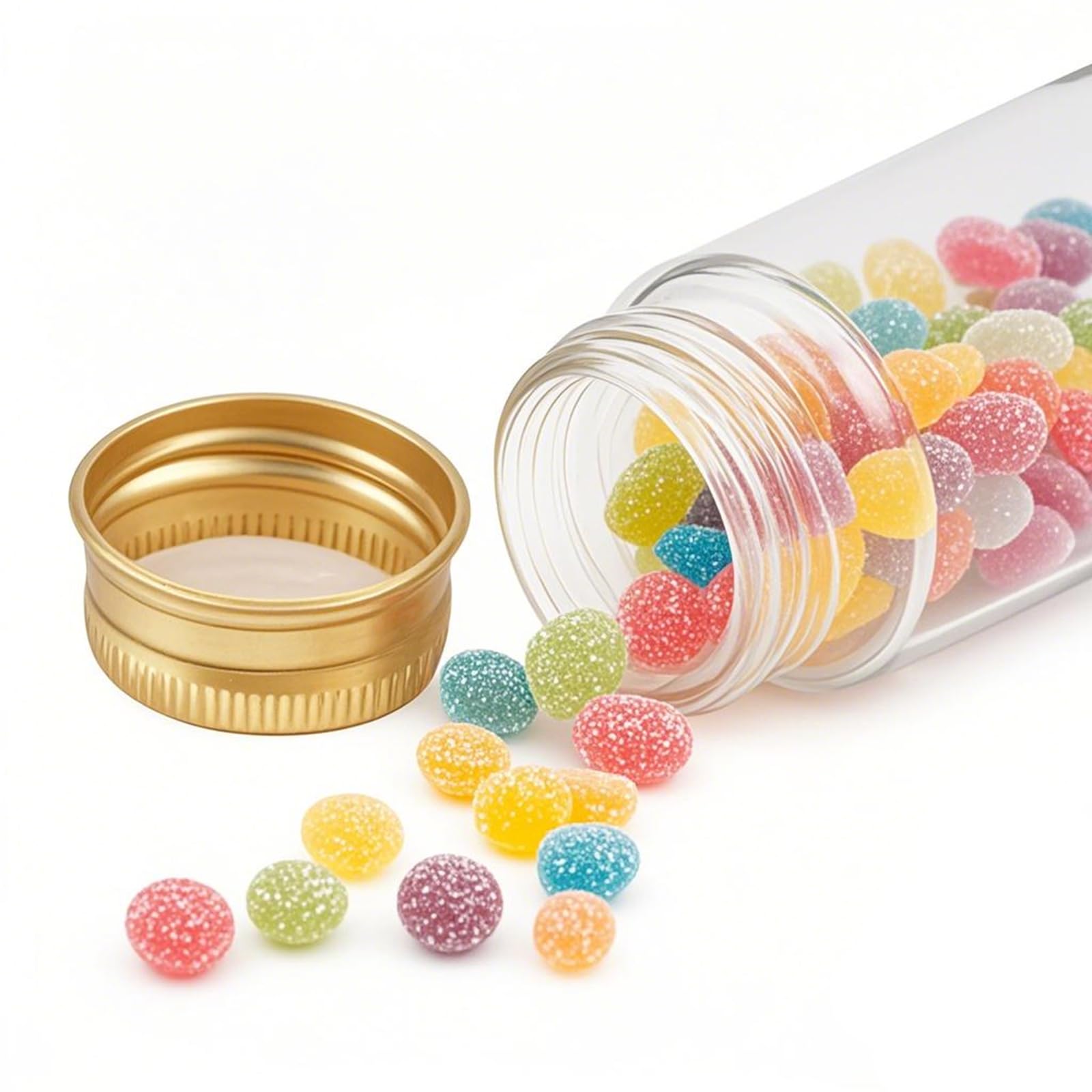 LEXININ 60 provette trasparenti da 40 ml, provette in plastica trasparente con tappi a vite dorati, tubi di plastica per decorazioni artigianali e matrimoni
