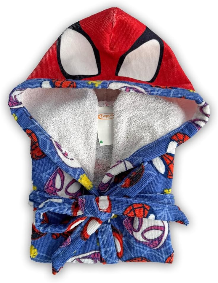 Roupão Aveludado Infantil Quimono Estampado com Capuz Spidey M Com 1 peça