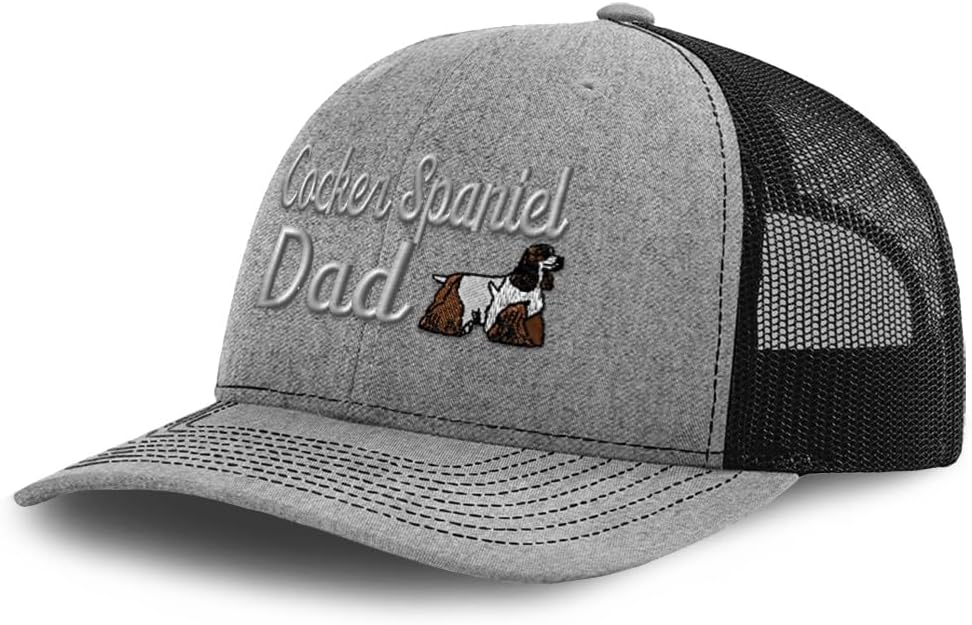 Custom Richardson Mesh Cap Embroidered Cocker Spaniel Dad Dog Pet Trucker Hats for Men & Women