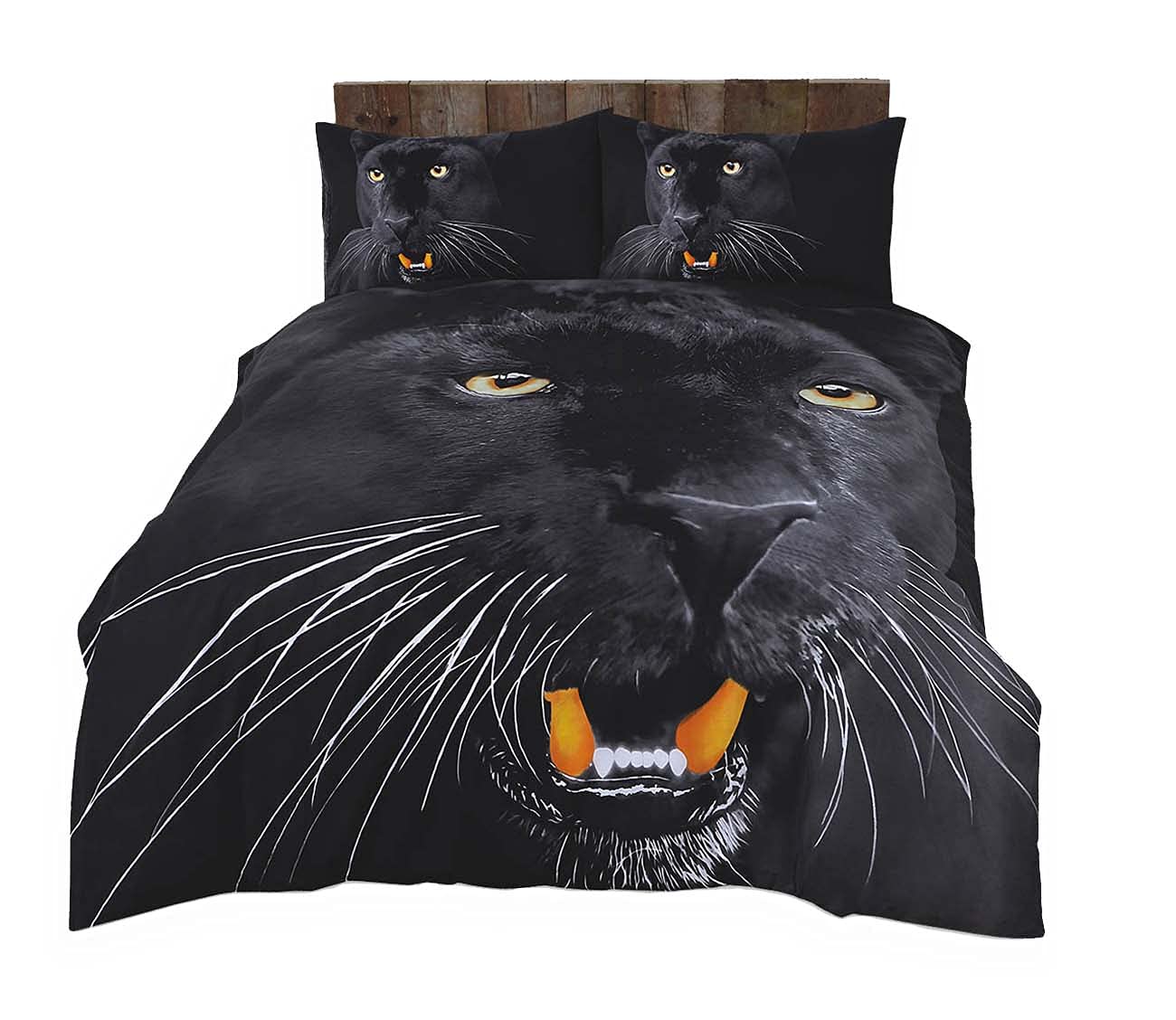 Northern Luxe Black Panther Northernluxe - 3D Duvet Cover Set Animal Effect For Children's And Adults Printed Quilt Bedding Set With Pillow Cases (, Double)