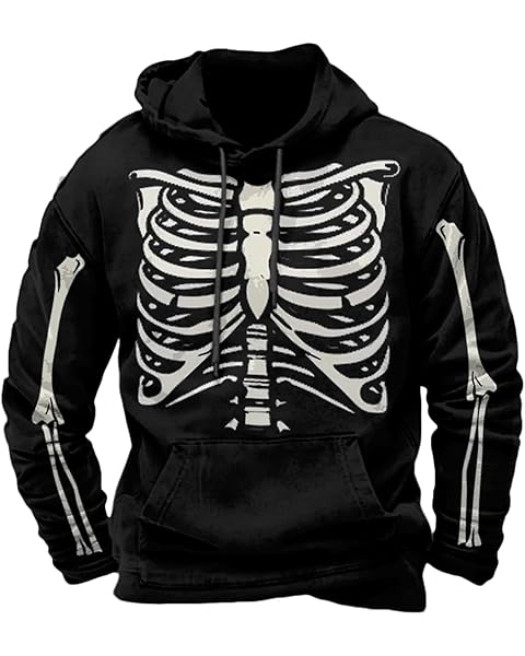 Halloween Hoodie Men Graphic Pumpkin Ghost Printed Sweatshirt Casual Trendy Long Sl...