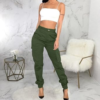 DvaeMalligo Women's Hiking Cargo Jogger Camo Pants Tapered with Pockets