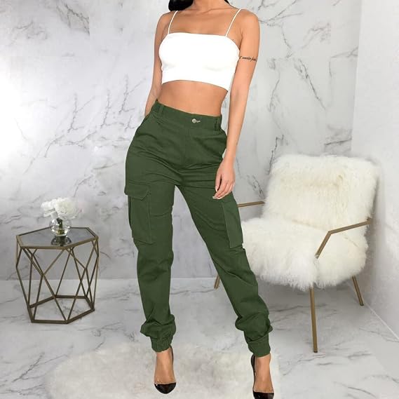 DvaeMalligo Women's Hiking Cargo Jogger Camo Pants Tapered with Pockets