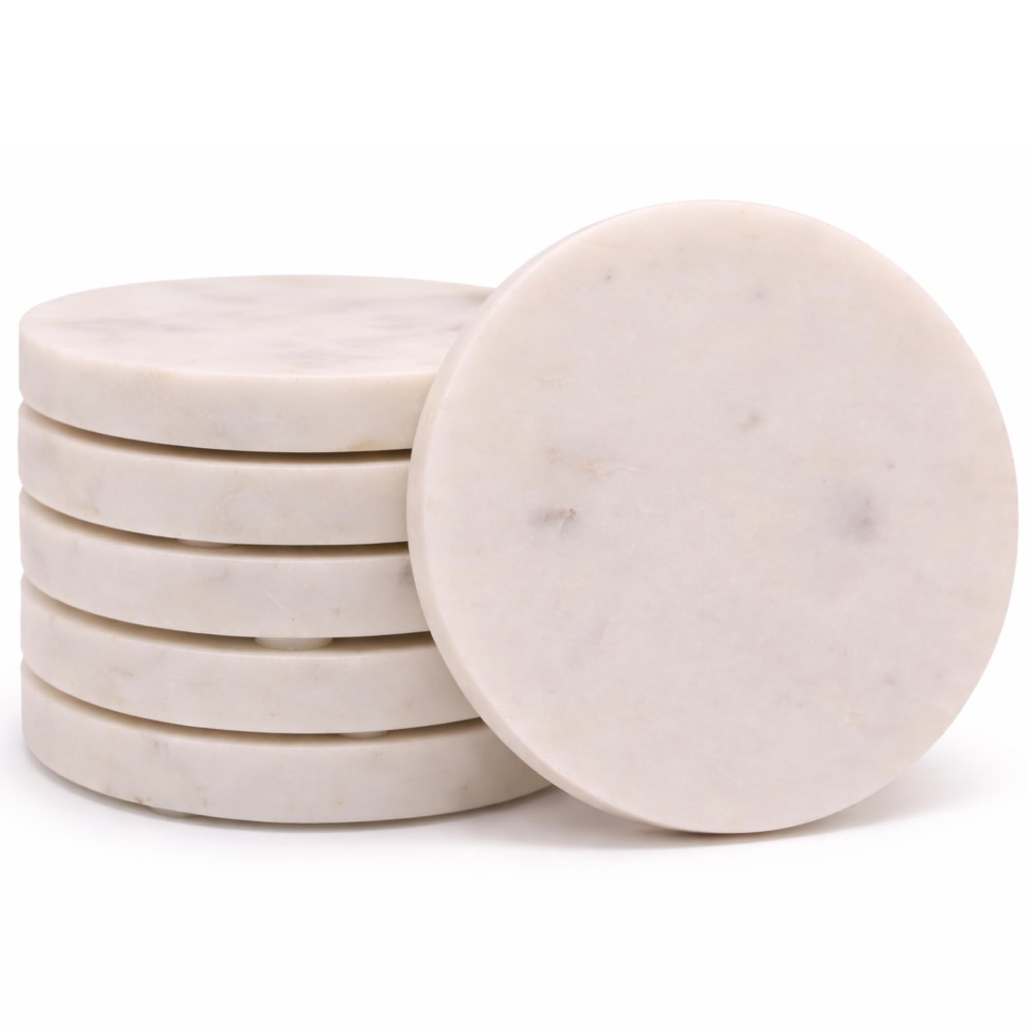 Dessous de verre en marbre blanc poli lot de 6 pièces carrées