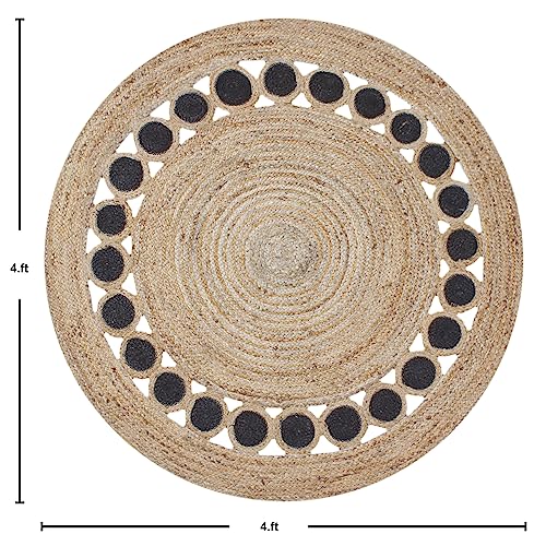 Tapis décoratif circulaire Cape Code en jute haut de gamme 1,2 m - 3