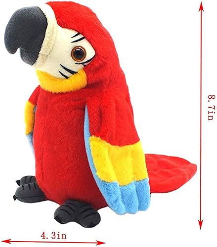 Miniatura 3 de Vincilee Talking Parrot Repeats What You Say Mimicry - Juguete de peluche para mascotas, regalo para niños (rojo)