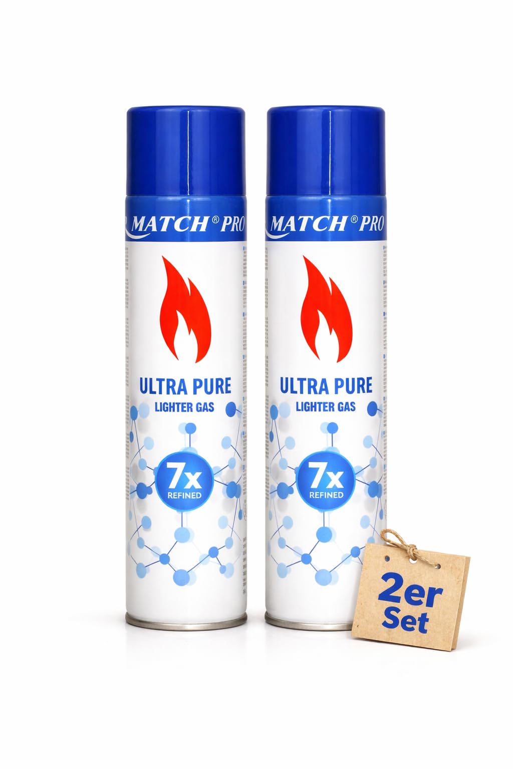 2X Premium Feuerzeuggas 300 ml – Ultra Reines Butan (7X gefiltert) inkl. 5 Adapter – Universal Nachfüllgas für Feuerzeuge, Sturmfeuerzeuge & Küchenbrenner
