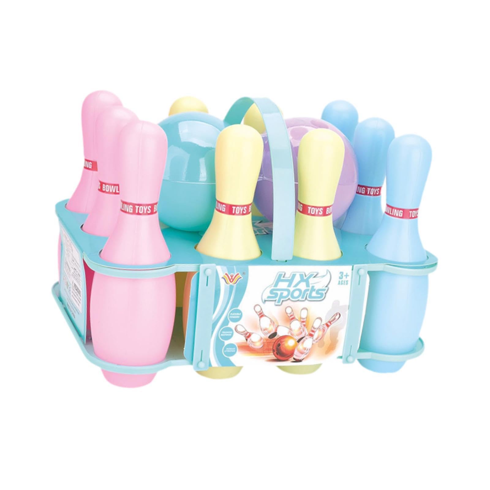 Set da Bowling per Bambini, Gioco Ricreativo per Bambini, con Supporto, Divertente Gioco Sportivo Interattivo da Interno, Giocattoli Sportivi da Bowli, Macaron Color 23cm