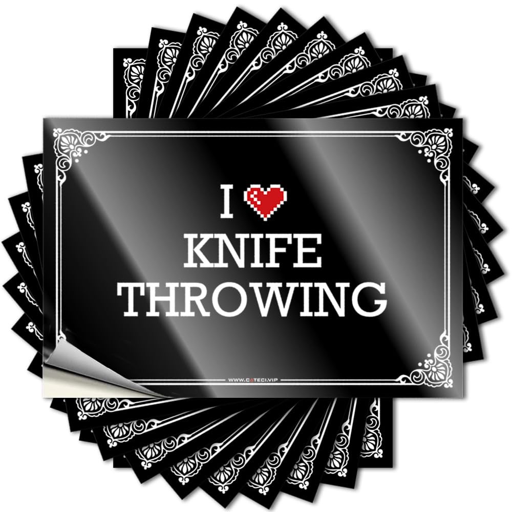 I Love Knife Throwing Laptop Good - Mimosa Lettering Sticker Self Adhesive Sticker(8X12CM)