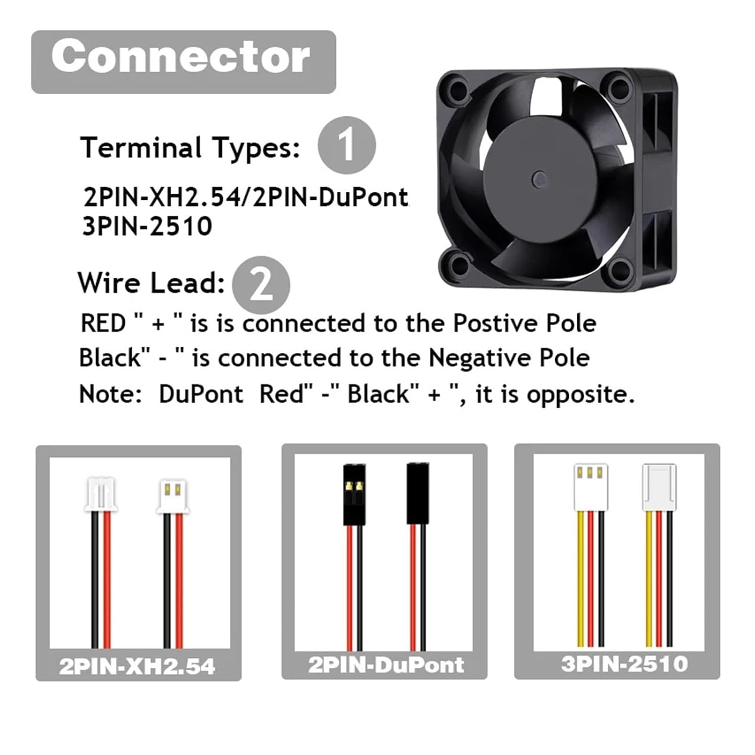 yaoqijie 2PCS Ball Bearing 40mm 24V 12V 5V 4020 Cooling Fan Computer Case Cooling Fan 2PIN/3PIN 4cm 40x40x20mm 1.57inch 3D Printer Fan Lasting(5V Ball 2PIN_NO RGB)